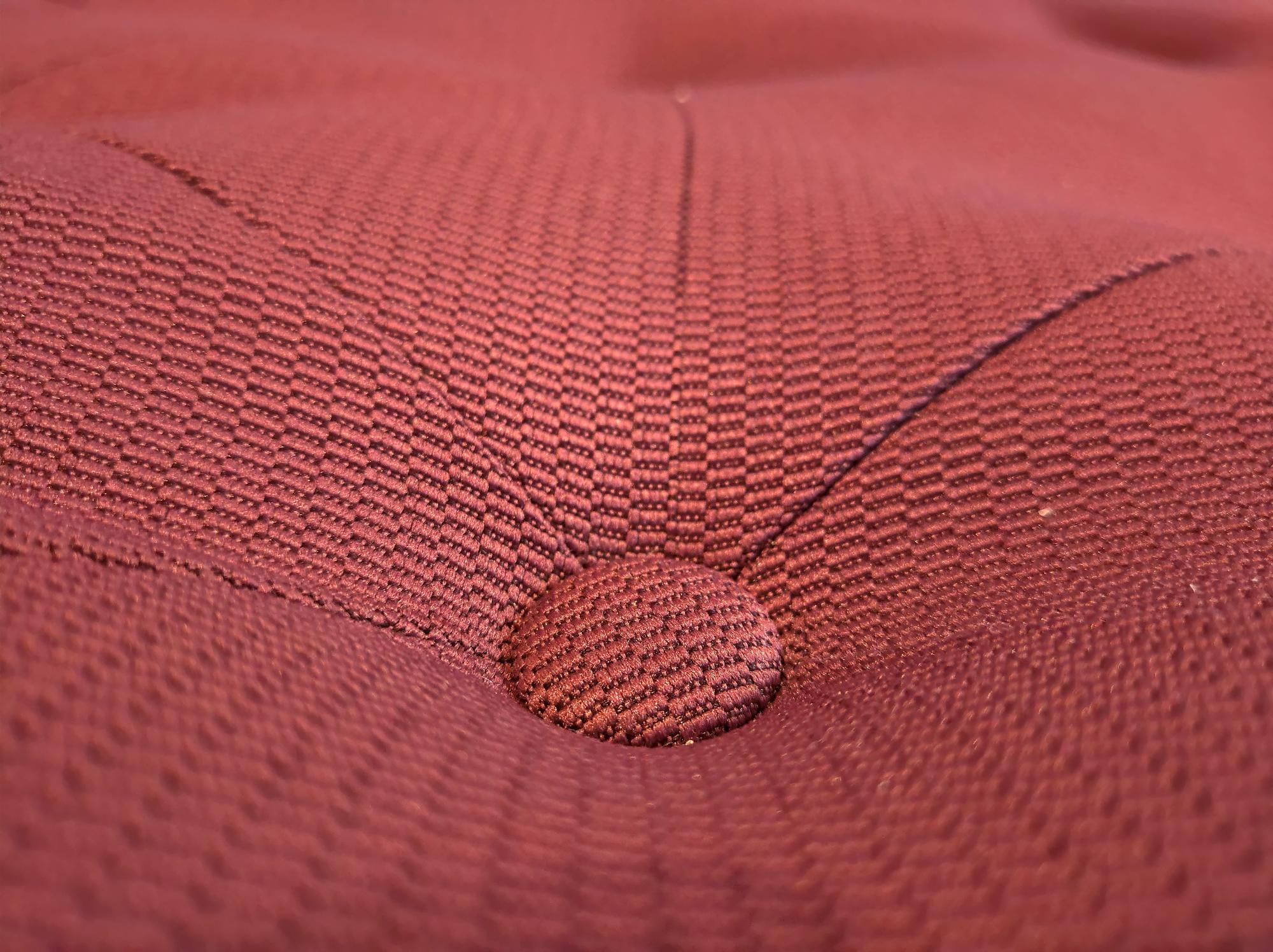 Close-up of contemporary embroidered patch on fabric