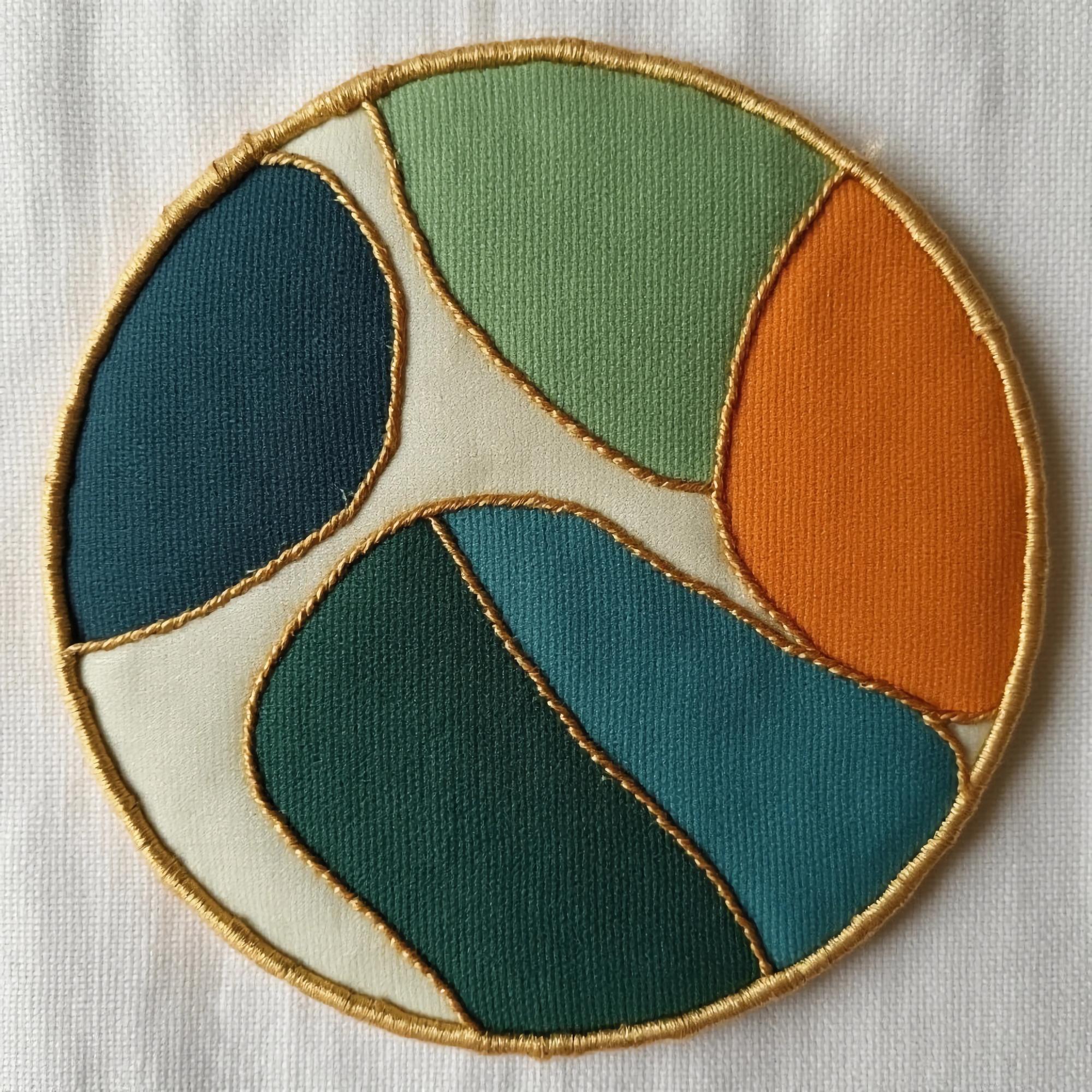 Sample set of embroidered patches on neutral background